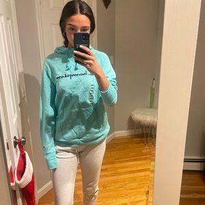 Champion Hoodie, Light Blue, Size Women’s Medium